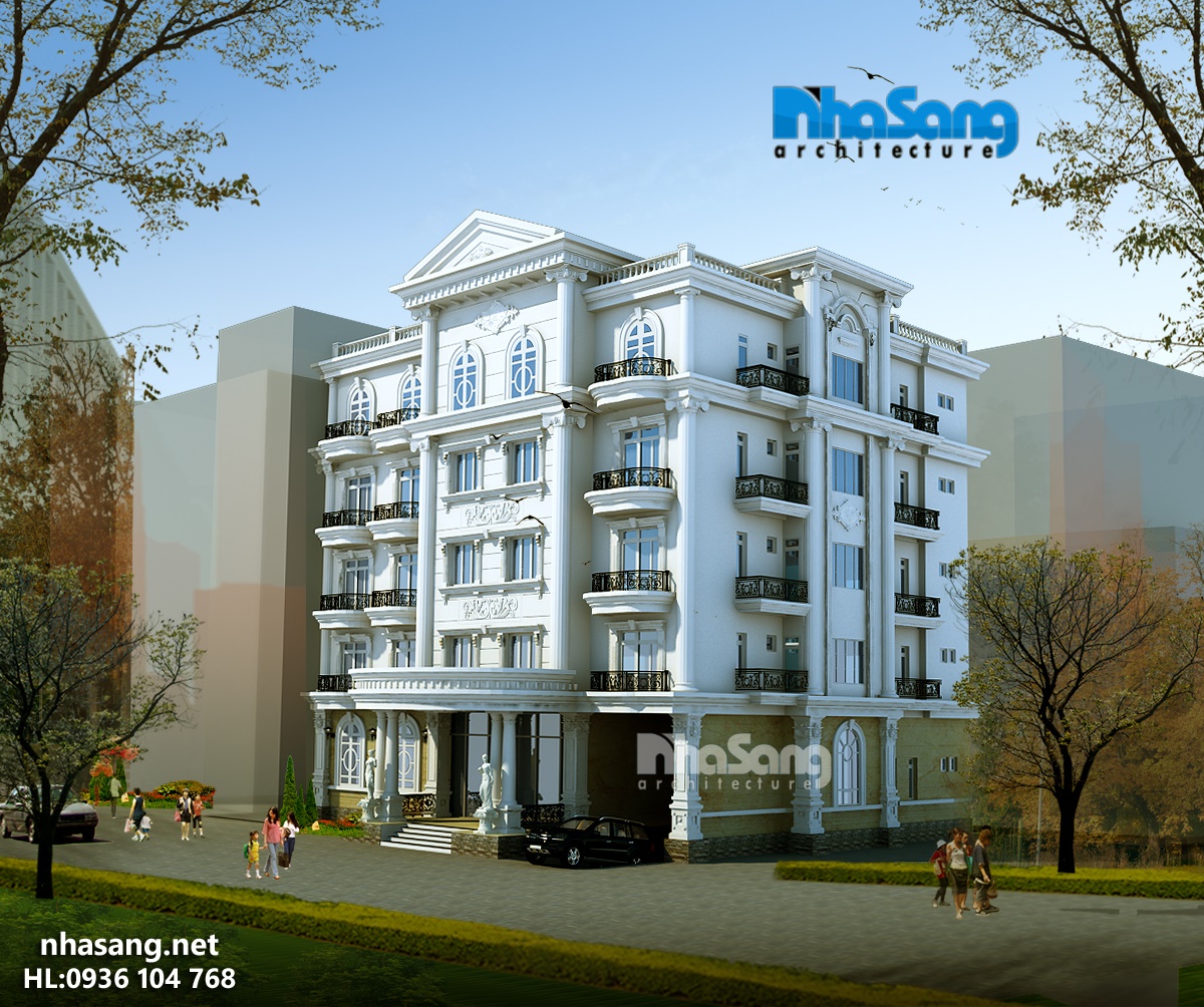 thiết kế khách sạn kiến trúc Pháp